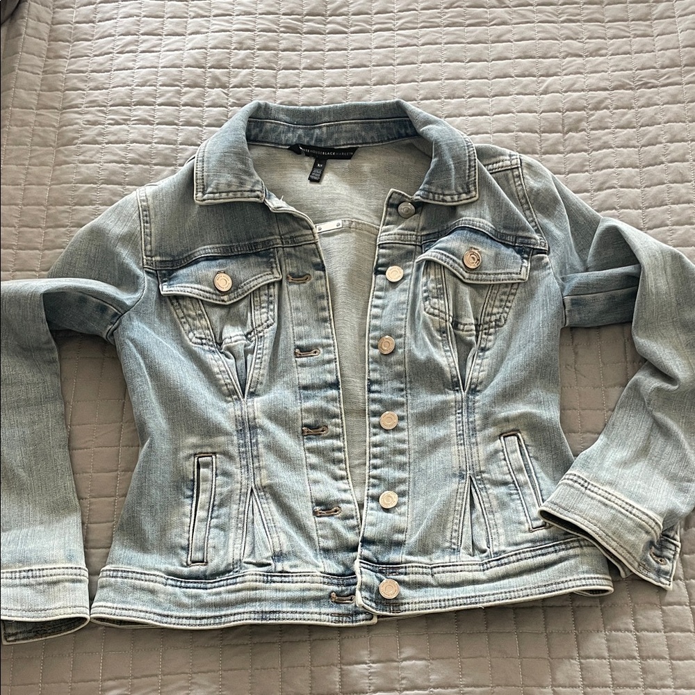 White House Black Market Light Blue Jean Jacket